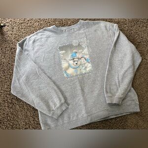 Vintage Disney Winnie The Pooh Christmas Winter Crewneck Sweatshirt Grey Sz XL